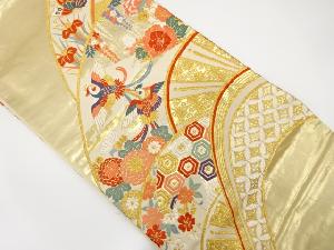 波車に鴛鴦・花模様織り出し 袋帯